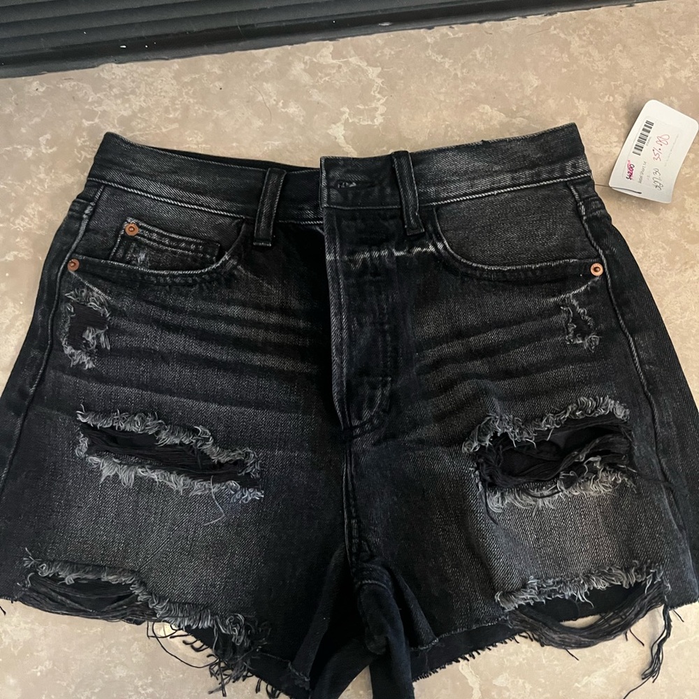 Cello Black Distressed Jean Shorts